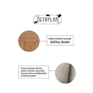 Dijital Kaymaz Yıkanabilir Modern Krem Bej Oval Mutfak Halısı Salon Halısı Balkon Halısı Yolluk 160x230 cm