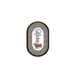 Dijital Kaymaz Yıkanabilir Mackenzie Siyah Beyaz Çiçekli Oval Mutfak Halısı Dekoratif Halı 80x250 cm