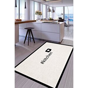 Dijital Kaymaz Yıkanabilir Hasır Gör. Modern Kıtchen Mutfak Halısı Antrasit Mutfak Halısı Dc-5062 120x200 cm