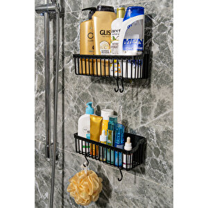 Ata Home Banyor Yapışkanlı Banyo Rafı, 2'li Banyo Düzenleyici, Duş Rafı Organizer Şampuanlık, Plastik