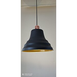 Rys Retro Metal Siyah Bakır Duylu Dekoratif Rustik Tekli Sarkıt Avize Çap:27 Cm
