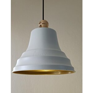 Rys Retro Metal Beyaz Gold Duylu Dekoratif Rustik Tekli Sarkıt Avize Çap:27 Cm