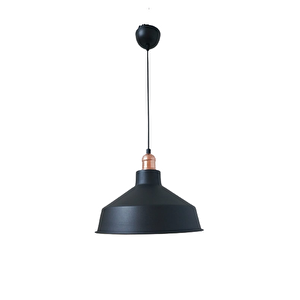 Rys Retro Metal Siyah Dekoratif Bakır Duylu Siyah İçi Siyah Kafe Mutfak Avize Çap:30 Cm