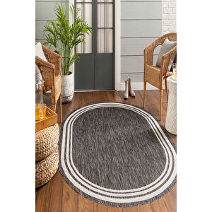 Dijital Kaymaz Yıkanabilir Modern Gri Bej Oval Mutfak Halısı Salon Halısı Balkon Halısı Yolluk 80x200 cm