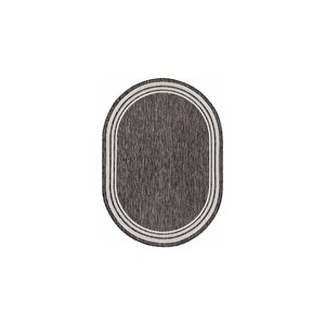 Dijital Kaymaz Yıkanabilir Modern Gri Bej Oval Mutfak Halısı Salon Halısı Balkon Halısı Yolluk 80x200 cm