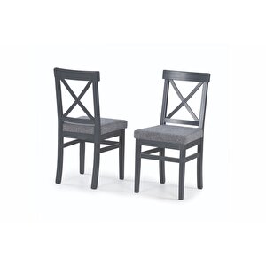 Ada Lükens Masa Ve Çapraz Döşemeli̇ Sandalye Takimi, Meşe Antrasi̇t, 125x80