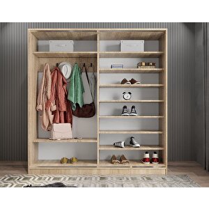 Alba Sürgülü Portmanto Ayakkabılık Meşe 160cm Montaj Dahil 160x210 cm