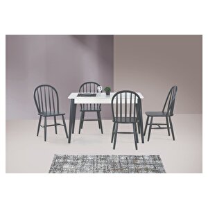 Mi̇lano Masa Ve Ameri̇kan Sandalye Takimi, Di̇kdörtgen, Beyaz Antrasi̇t, 125x80