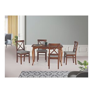 Ada Lükens Masa Ve Çapraz Döşemeli̇ Sandalye, Cevi̇z-gri̇, 125x80