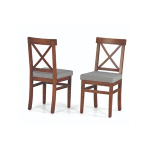 Ada Lükens Masa Ve Çapraz Döşemeli̇ Sandalye, Cevi̇z-gri̇, 125x80