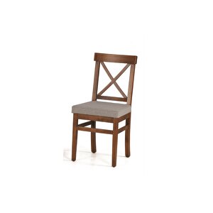 Ada Lükens Masa Ve Çapraz Döşemeli̇ Sandalye, Cevi̇z-gri̇, 125x80