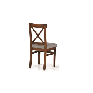 Ada Lükens Masa Ve Çapraz Döşemeli̇ Sandalye, Cevi̇z-gri̇, 125x80