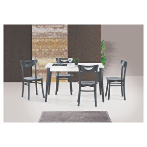 Mi̇lano Masa Ve Alman Sandalye Takimi, Di̇kdörtgen, Beyaz Antrasi̇t, 120x80