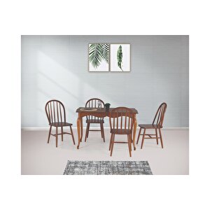 Ada Lükens Masa Ve Ameri̇kan Sandalye Takimi, Cevi̇z, 125x80