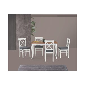 Ada Lükens Masa Ve Çapraz Döşemeli̇ Sandalye Takimi, Gri̇ Ekru, 125x80