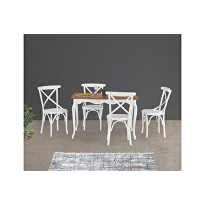 Ada Lükens Masa Ve Çarpi Çitali Tonet Sandalye Takimi, Ekru, 125x80
