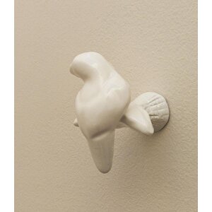 Dekoratif Tekli Kuş Modern Askılık Duvar Dekoru Askılık Beyaz