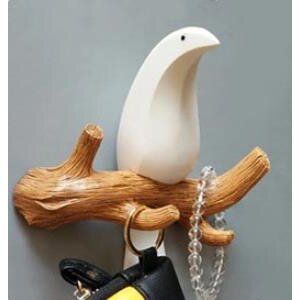 Dekoratif Tekli Kuş Modern Duvar Askılık Dekoru Dal Üstünde Kuş Duvar Dekoru Beyaz