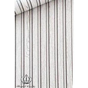 Bien Exclusive 2692 Lambri Panel Beyaz Ahşap Duvar Çıtası Desenli Premium Duvar Kağıdı 5,30 M