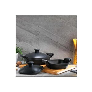 Schafer Felsen Yanmaz Yapışmaz Döküm 2li Sahan Seti 18 + 22 Cm Siyah 1s2023-22007-siy01