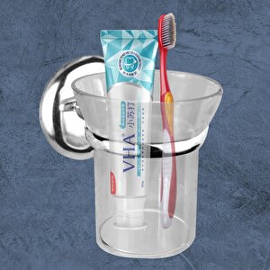 Diş Fırçalık Vidalı Banyo Diş Fırçası Kabı Kutusu Krom Kristal