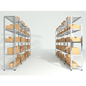 Rafburada® 5 Katlı Galvaniz Çelik Raf. Depo, Kiler, Dosya Rafı 1.50 Mm-43x75-200 Cm