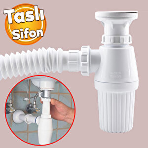 Sifon Körüklü Sökülebilir Tas'lı Temizlenebilir Mutfak Banyo Lavabo Taşı Gider Borusu Plastik 38 Cm
