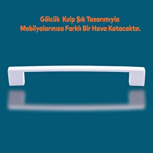Gölcük Düz Metal Mobilya Mutfak Dolabı Çekmece Kapı Dolap Kapak Kulpu Kulbu 160 Mm Beyaz