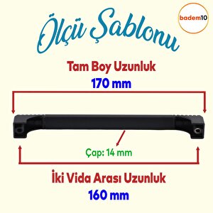 Side Çekmece Dolap Kulpu Mutfak Kulbu Metal Kulp Mobilya Dolabı Kulpları Renk (160 Mm-16.0 Cm) Siyah
