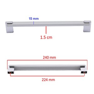 Mobilya Metal 224 Mm Kulp Defne Krom Mutfak Dolabı Çekmece Tv Ünite Dolap Kapak Kulpu Kulpları Kulbu