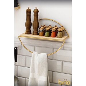 Duvar Rafı Dekoratif Mutfak Banyo Altın Elips Kitaplık 3 Lü Set
