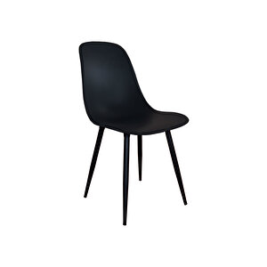 Netaks Abant Sandalye Siyah Metal Ayaklı Siyah Renk