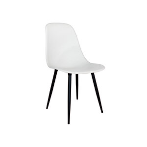 Netaks Abant Sandalye Siyah Metal Ayaklı Beyaz Renk