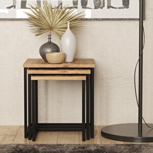Robin Home Atlantis 3'lü Metal Zigon Seti Sehpa Takımı As7-a