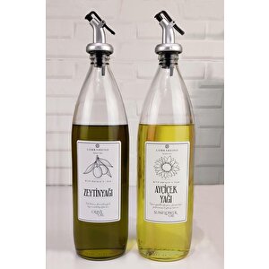 Lombardino Vetro 2'li Zeytinyağı Ve Sıvıyağ Şişesi Yağdanlık 1000 Ml Sh-003