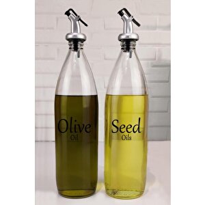 Lombardino Vetro 2'li Zeytinyağı Ve Sıvıyağ Şişesi Yağdanlık 1000 Ml Sh-003