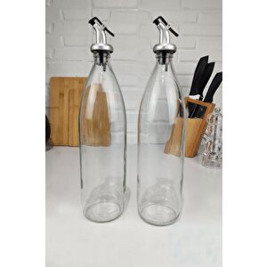 Lombardino Vetro 2'li Zeytinyağı Ve Sıvıyağ Şişesi Yağdanlık 1000 Ml Sh-003