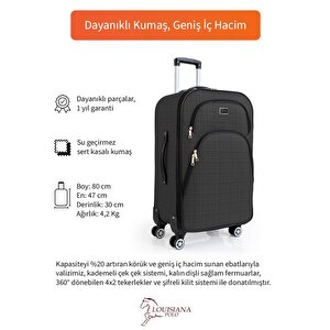 Büyük Boy 4 Teker Kumaş Valiz Antrasit 1081