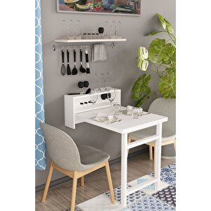 Petunya Pratik Katlanır Akıllı Mutfak Masası Beyaz