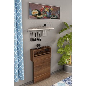 Petunya Pratik Katlanır Akıllı Mutfak Masası Koyu Ceviz