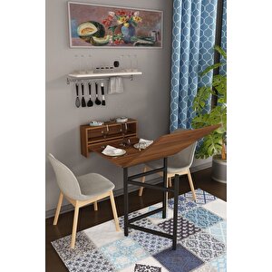 Petunya Pratik Katlanır Akıllı Mutfak Masası Koyu Ceviz