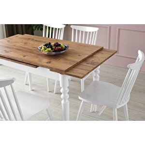 Cunda Yandan Açılır Mutfak Masa Takımı Ve 6 Adet Sandalye 70x110cm