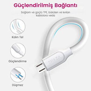 Shaza Usb Lightning 2.4a Hızlı Şarj Ve Data Kablosu 1m