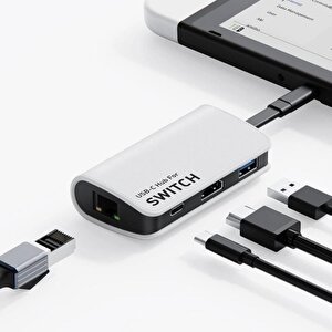 Shaza Hagibis Type-c 4in1- 4k Hdmi, Rj45, Usb 3.0, Pd100w Dönüştürücü Hub Adaptör