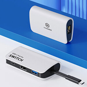 Shaza Hagibis Type-c 4in1- 4k Hdmi, Rj45, Usb 3.0, Pd100w Dönüştürücü Hub Adaptör