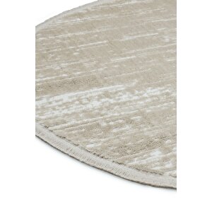 Konfor Jasmine 1452 Yuvarlak  Krem Bej Modern Dokuma Halı 80x80 cm