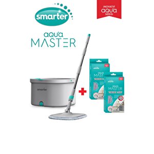 Smarter Aqua Master Temi̇zli̇k Seti̇ + 2 Adet Yedek Mop Temi̇z & Ki̇rli̇ Suyu Ayirma Özelli̇ği̇ Otomati̇k Temi̇zli̇k Seti̇ Mop Paspas