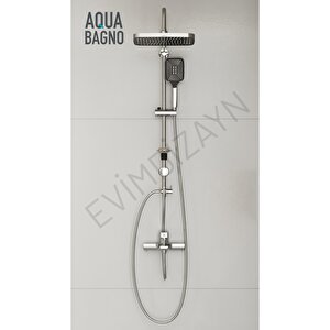 Aqua Bagno Mega Kare Tepe Robot Duşu Seti -parlak Krom