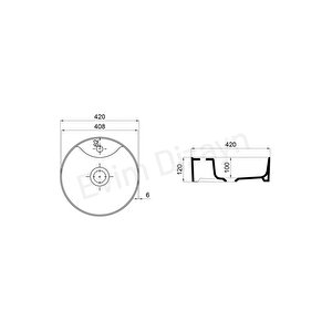 Aqua Bagno "bianzo" Tezgah Üstü Lavabo,batarya Delikli,42 Cm Beyaz