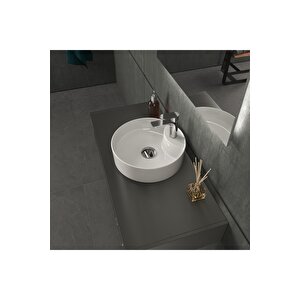 Aqua Bagno "bianzo" Tezgah Üstü Lavabo,batarya Delikli,42 Cm Beyaz